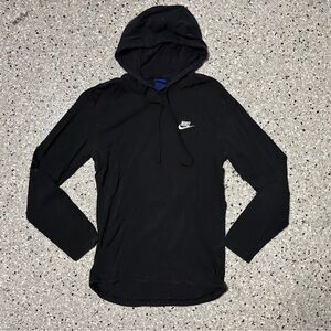 Nike Black Crewneck Hooded Lightweight Shirt with White Swoosh